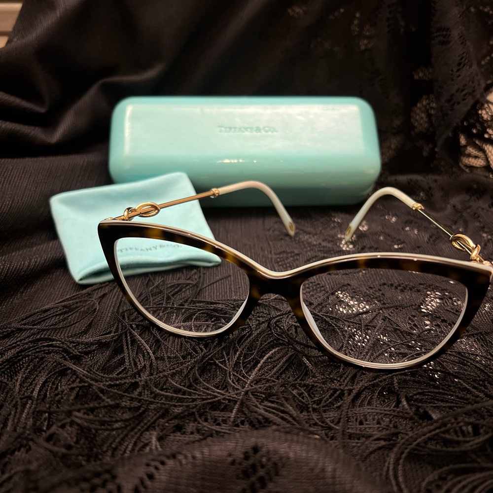Tiffany & Co. Tortoise Cat-Eye Glasses with Gold Accents